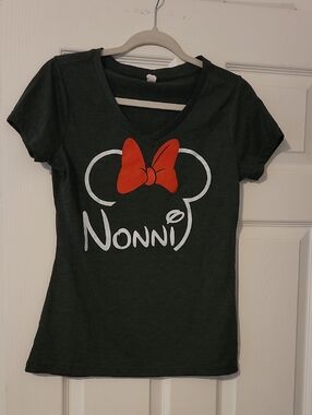 Nonni Disney Graphic V-Neck Tee with Red Bow